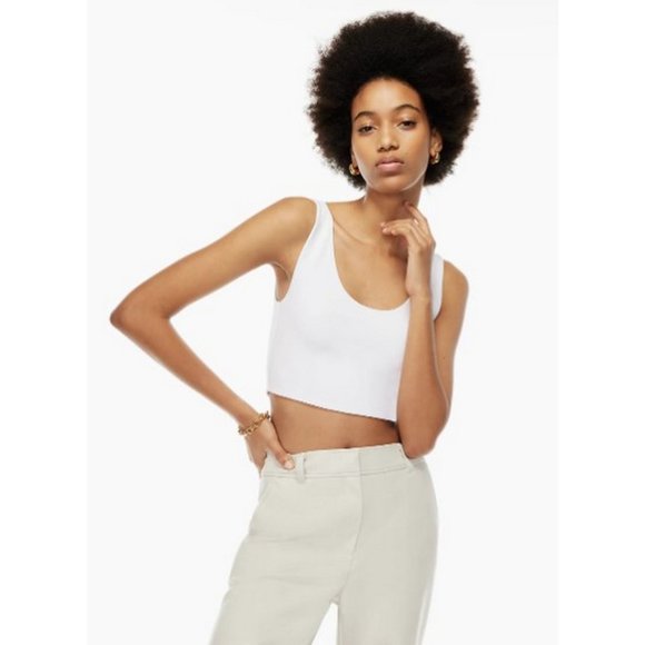 Aritzia Tops - ARITZIA BABATON Contour Cropped Tank Women's Medium White Sleeveless Scoop Neck